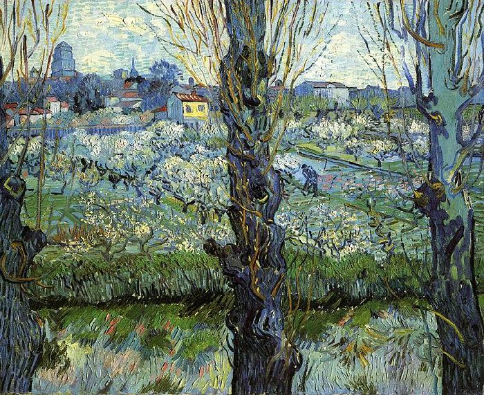 Vincent Van Gogh Orchard in Bloom with Poplars Spain oil painting art